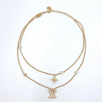 Louis Vuitton LV Metal Rhinestone Gold Necklace — view 3