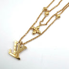 Louis Vuitton LV Metal Rhinestone Gold Necklace — view 2