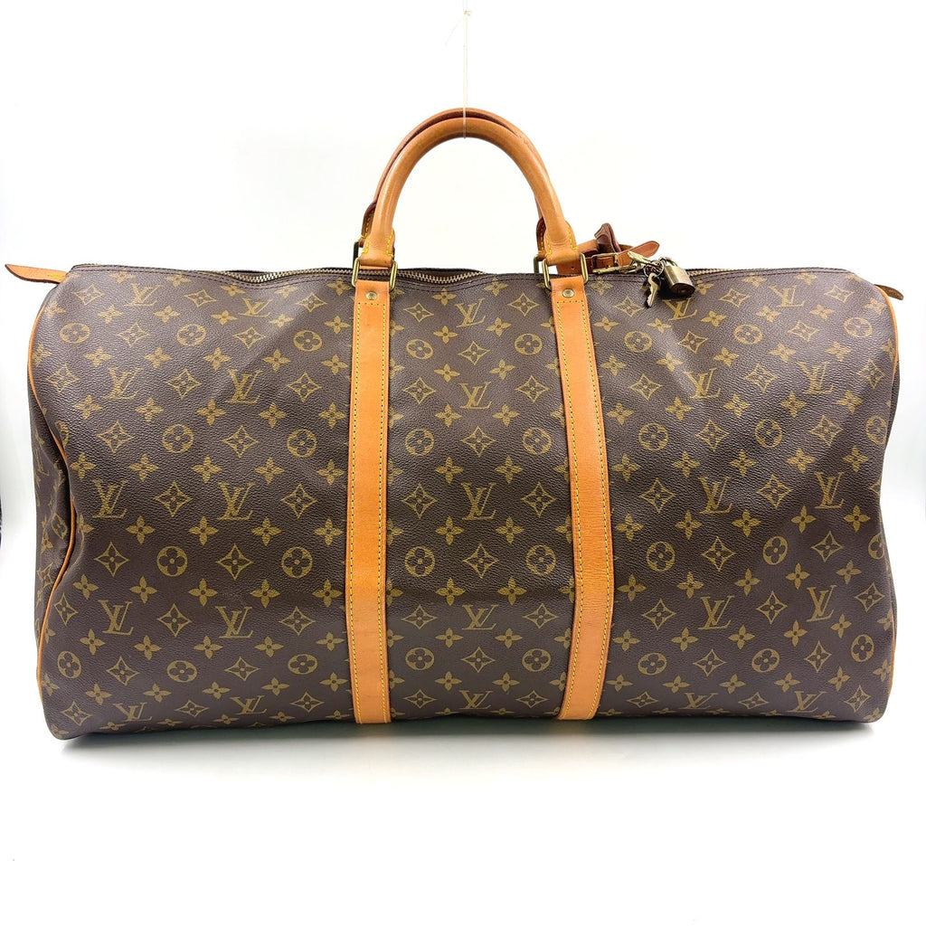 Louis Vuitton Keepall 60 Monogram Leather Brown Boston Bag Gold