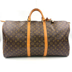 Louis Vuitton Keepall 60 Monogram Leather Brown Boston Bag Gold