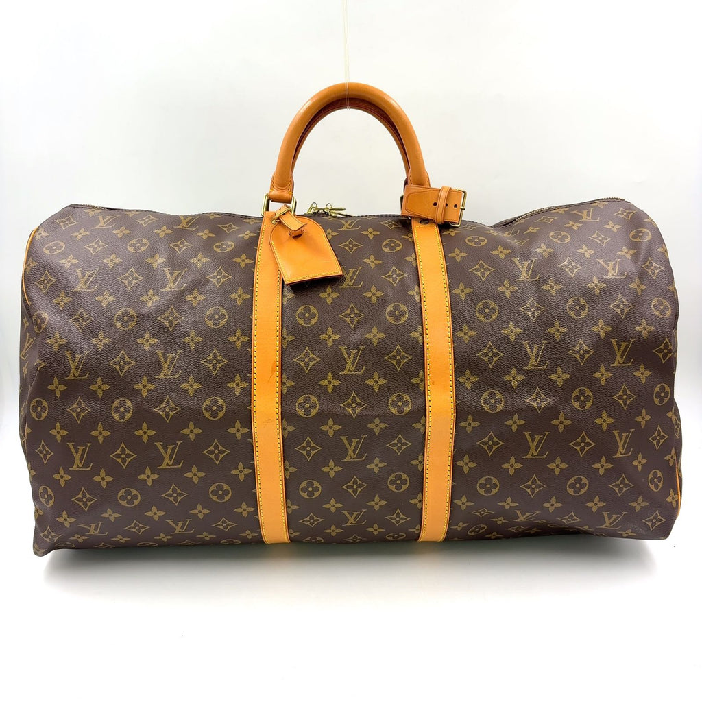 Louis Vuitton Keepall 60 Monogram Leather Brown Boston Bag Gold