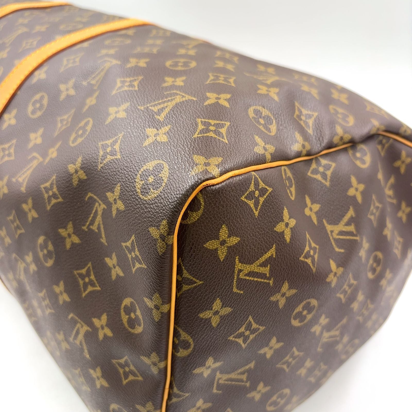 Louis Vuitton Keepall 60 Monogram Leather Brown Boston Bag Gold — view 8