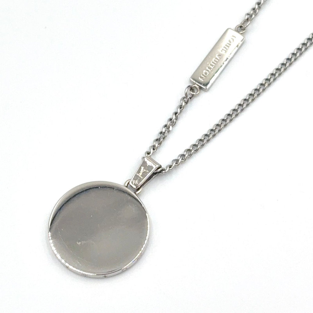 Louis Vuitton LV Award Pendant Metal Enamel Silver Black Necklace — view 2