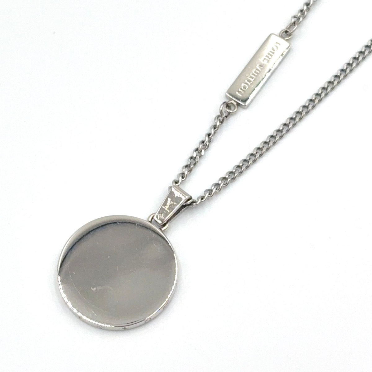 Louis Vuitton LV Award Pendant Metal Enamel Silver Black Necklace — view 2