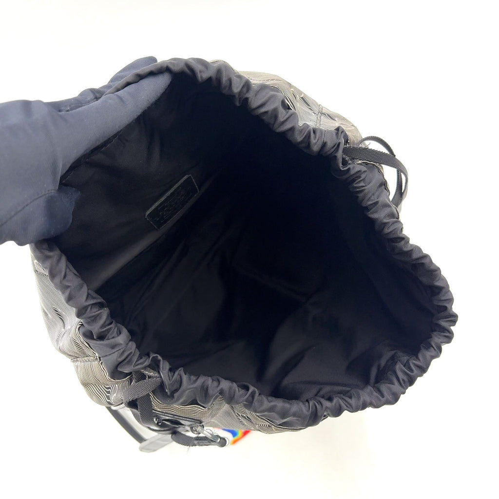 Louis Vuitton Drawstring Leather Nylon Black White Backpack — view 3
