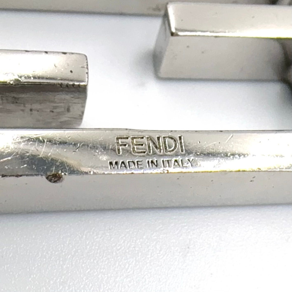 Fendi FF Logo Baguette Metal Silver Necklace — view 4