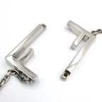 Fendi FF Logo Baguette Metal Silver Necklace — view 6