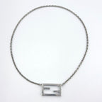Fendi FF Logo Baguette Metal Silver Necklace — view 3