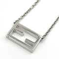 Fendi FF Logo Baguette Metal Silver Necklace