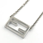 Fendi FF Logo Baguette Metal Silver Necklace