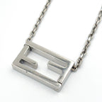 Fendi FF Logo Baguette Metal Silver Necklace — view 2
