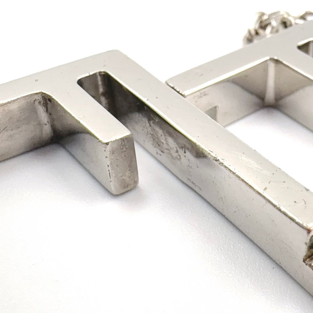 Fendi FF Logo Baguette Metal Silver Necklace — view 7