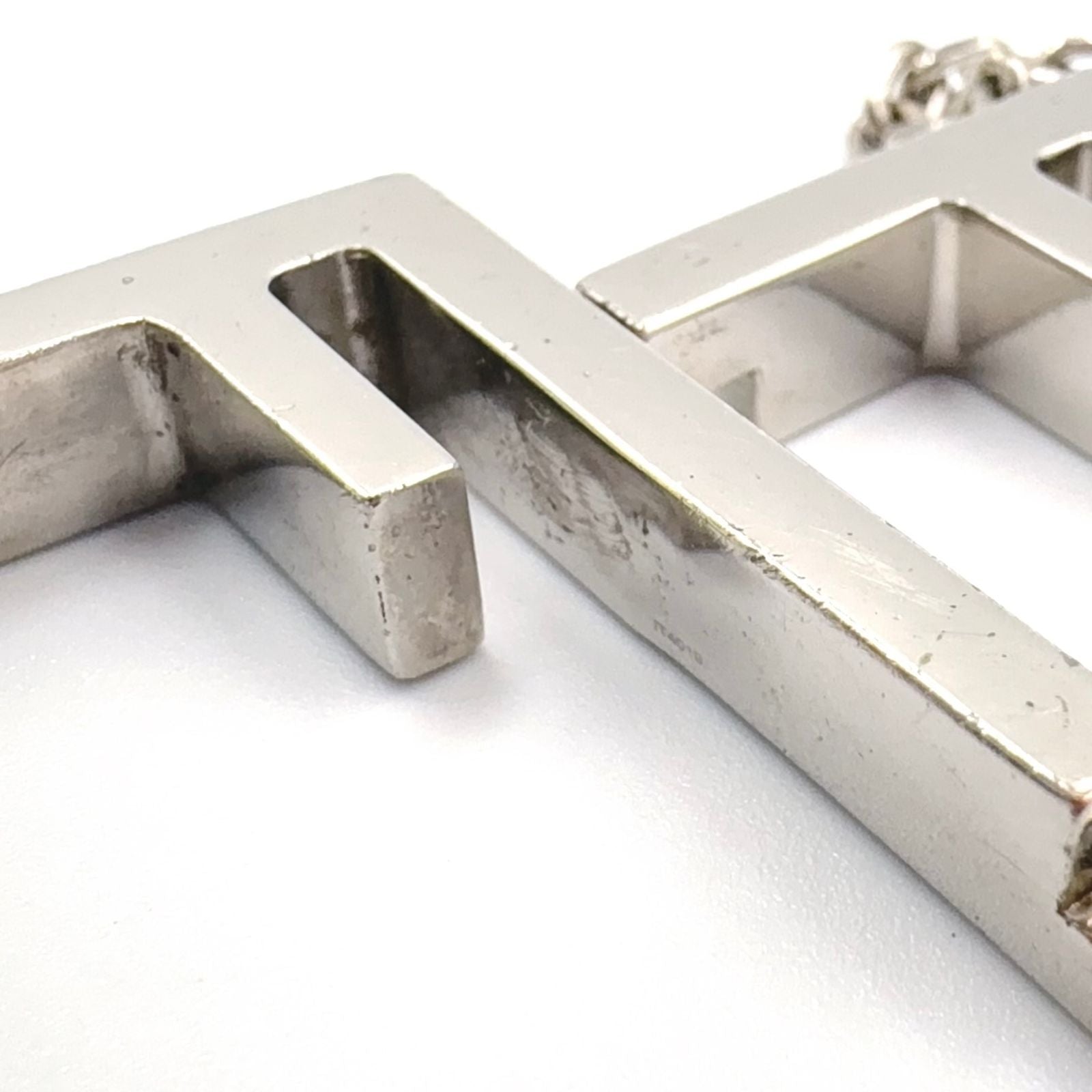 Fendi FF Logo Baguette Metal Silver Necklace — view 7