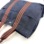 Hermes Fourre Tout MM Canvas Navy Brown Tote Silver — view 6