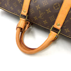 Louis Vuitton Keepall Bandouliere 55 Monogram Leather Brown Boston Bag Gold — view 5