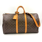 Louis Vuitton Keepall Bandouliere 55 Monogram Leather Brown Boston Bag Gold