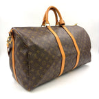 Louis Vuitton Keepall Bandouliere 55 Monogram Leather Brown Boston Bag Gold — view 2