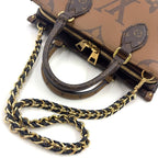 Louis Vuitton on the Go East West 2-Way Chain Shoulder Black Beige Handbag Gold — view 5