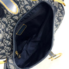 Dior Saddle Bag Trotter Oblique Pattern Leather Canvas Navy Black Gold — view 3