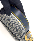 Dior Saddle Bag Trotter Oblique Pattern Leather Canvas Navy Black Gold — view 5