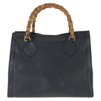 Gucci Bamboo Black Gold Leather Tote