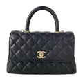 Chanel Handbag Small Top Handle Flap Bag Quilted Coco XS Black Gold