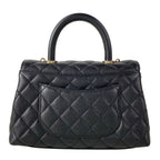 Chanel Handbag Small Top Handle Flap Bag Quilted Coco XS Black Gold — view 3