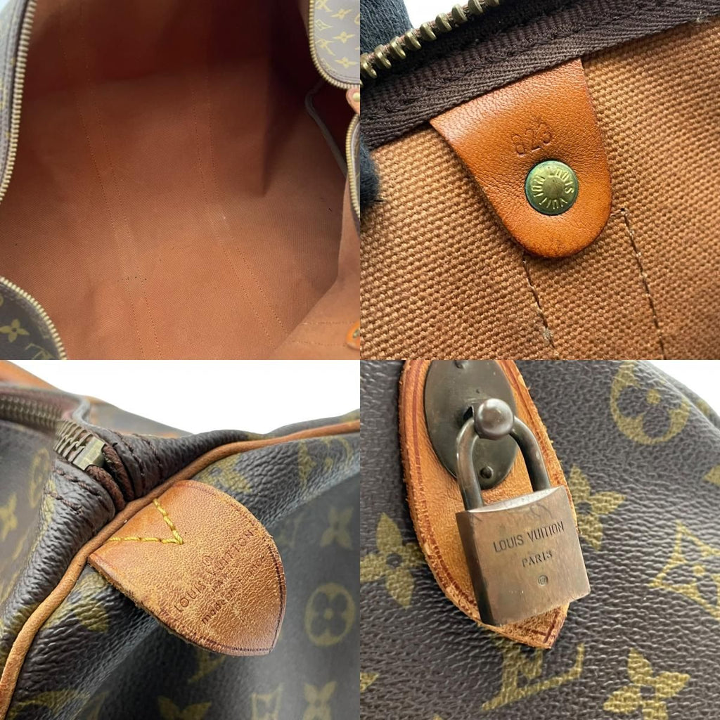 Louis Vuitton Keepall 50 Monogram Boston Bag Travel Leather Brown Gold Padlock — view 8