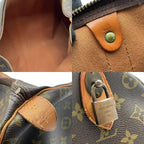 Louis Vuitton Keepall 50 Monogram Boston Bag Travel Leather Brown Gold Padlock — view 8