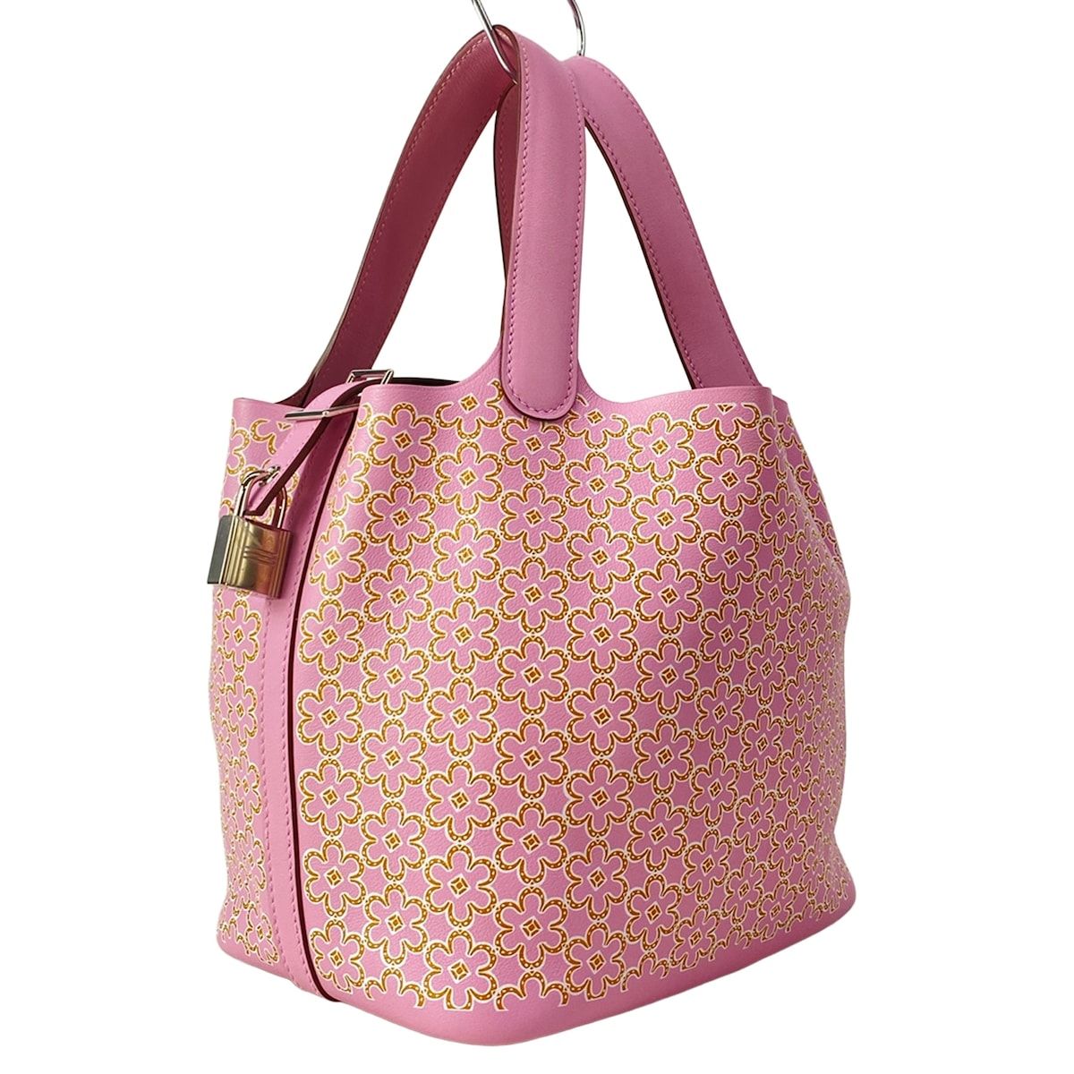 Hermes Handbag Picotin Lock 18 PM Mauve Sylvestre Cuible White Lucky Daisy