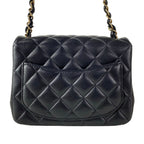 Chanel Shoulder Bag Mini Quilted Black Chain Gold Lambskin — view 3
