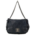Chanel Shoulder Bag Quilted Black Silver Chain Lambskin