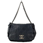 Chanel Shoulder Bag Quilted Black Silver Chain Lambskin