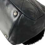 Chanel Shoulder Bag Quilted Black Silver Chain Lambskin — view 8