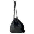 Chanel Shoulder Bag Quilted Black Silver Chain Lambskin — view 2