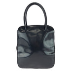 Prada Vintage Tessuto Black Silver Patent Leather Tote