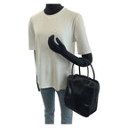 Prada Vintage Tessuto Black Silver Patent Leather Tote — view 7