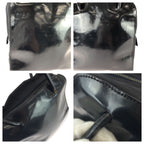 Prada Vintage Tessuto Black Silver Patent Leather Tote — view 6