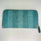 Chanel Deauville Striped Zip Around Wallet Turquoise Green Card — view 5
