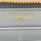 Chanel Deauville Striped Zip Around Wallet Turquoise Green Card — view 8