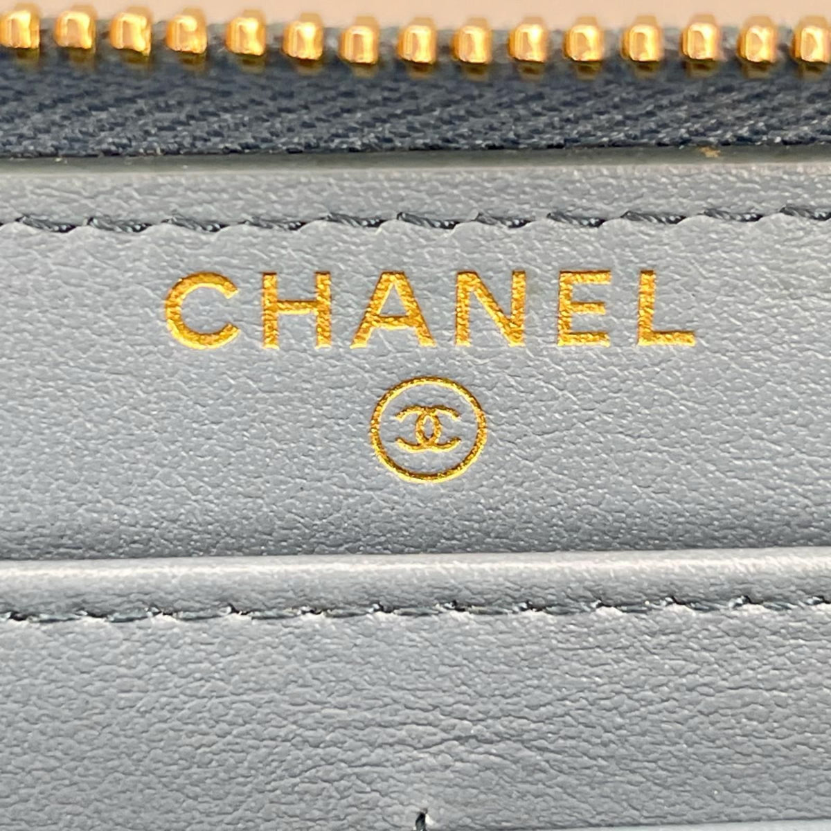 Chanel Deauville Striped Zip Around Wallet Turquoise Green Card — view 8
