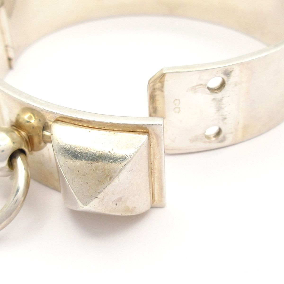 Hermes Bangle Collier de Chien MM Silver Bracelet — view 5
