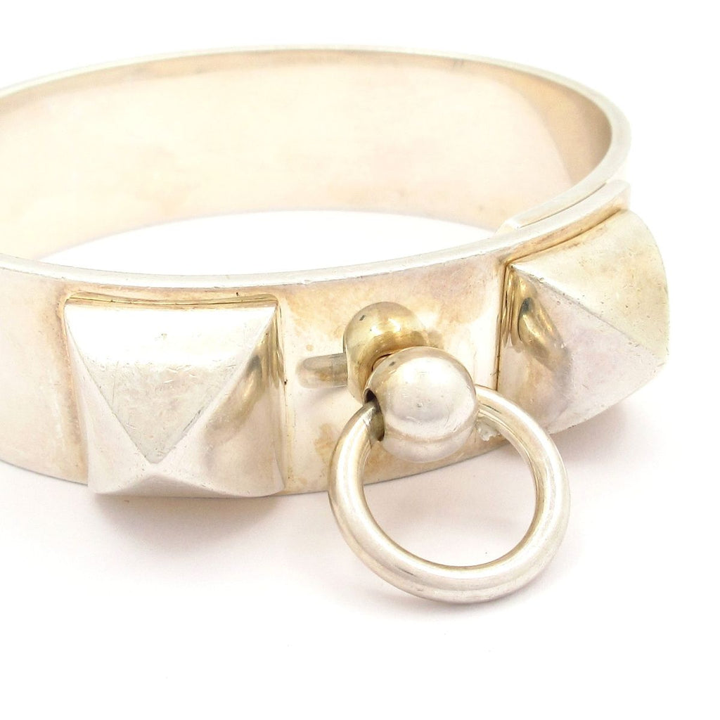 Hermes Bangle Collier de Chien MM Silver Bracelet — view 6