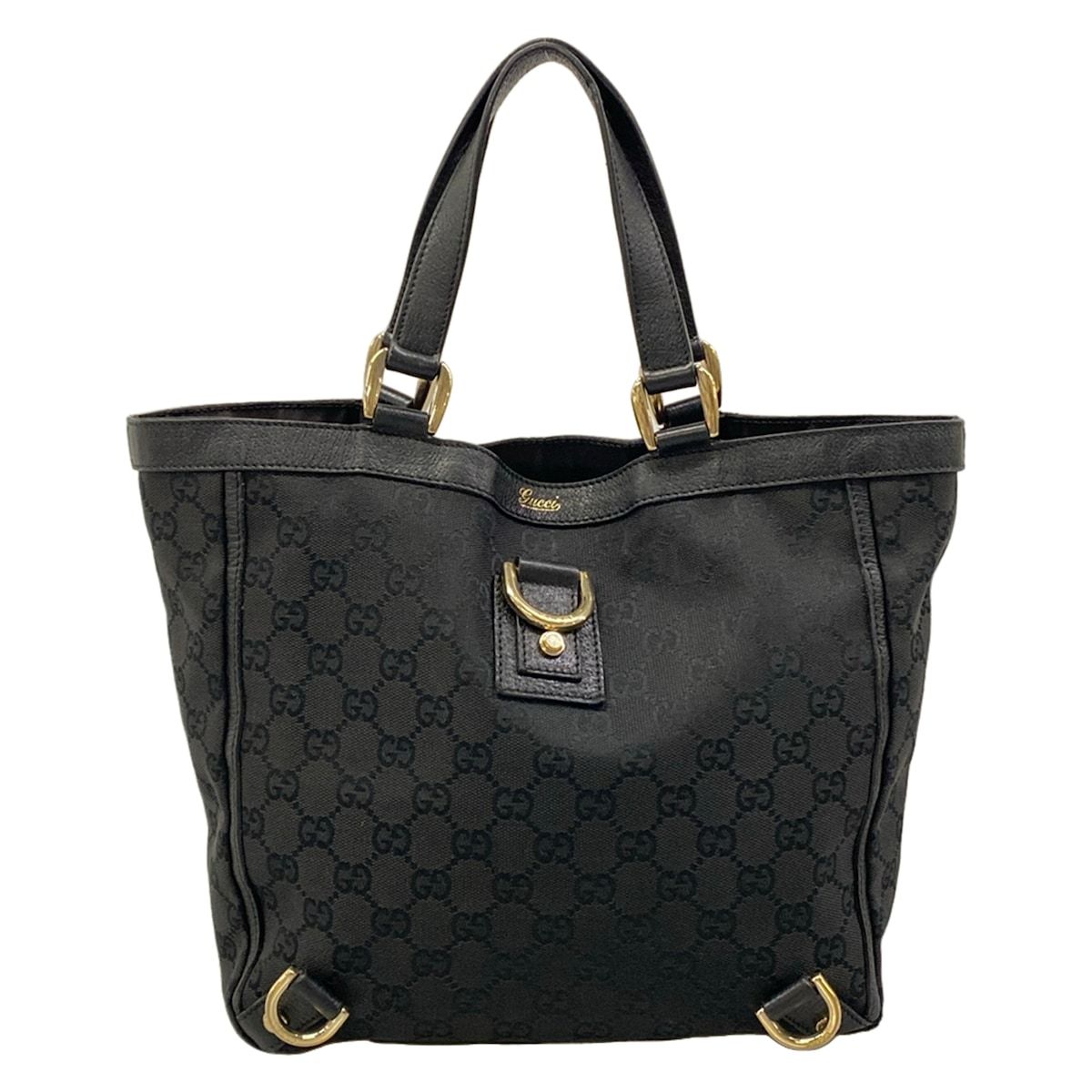 Gucci Tote Abbey GG Pattern Black Leather