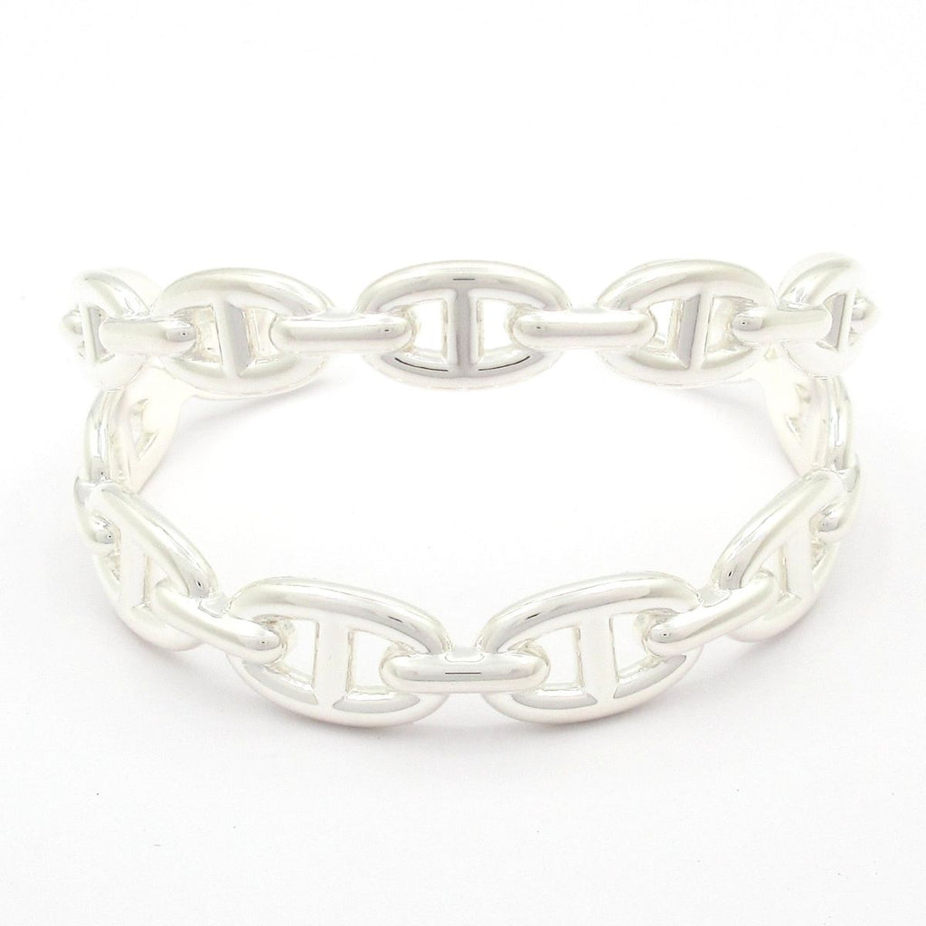 Hermes Bangle Chaine D'ancre Enchainee Double Silver Bracelet