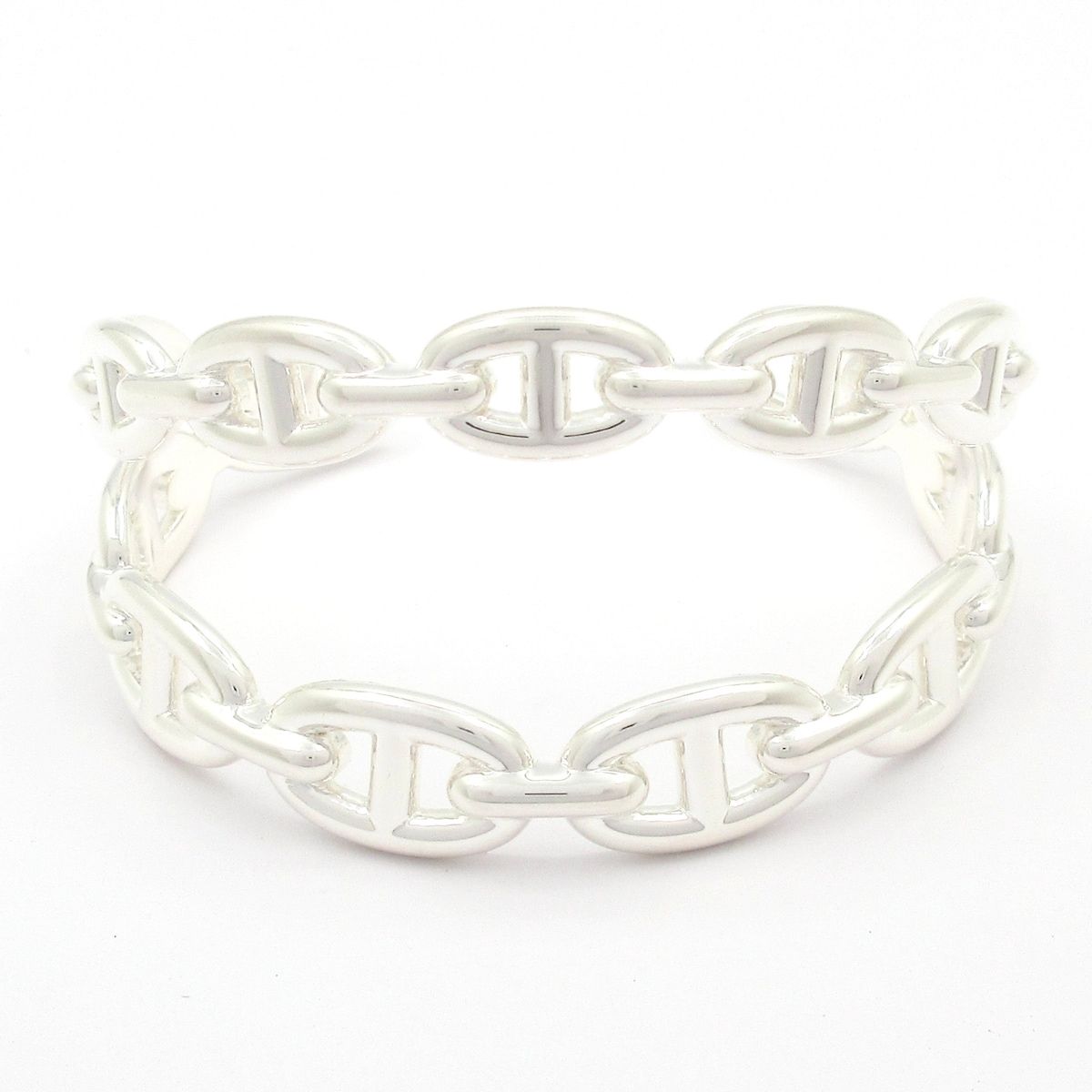Hermes Bangle Chaine D'ancre Enchainee Double Silver Bracelet