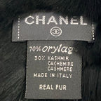 Chanel Scarf Black Gray CC Logo Cashmere Fur Rabbit — view 2