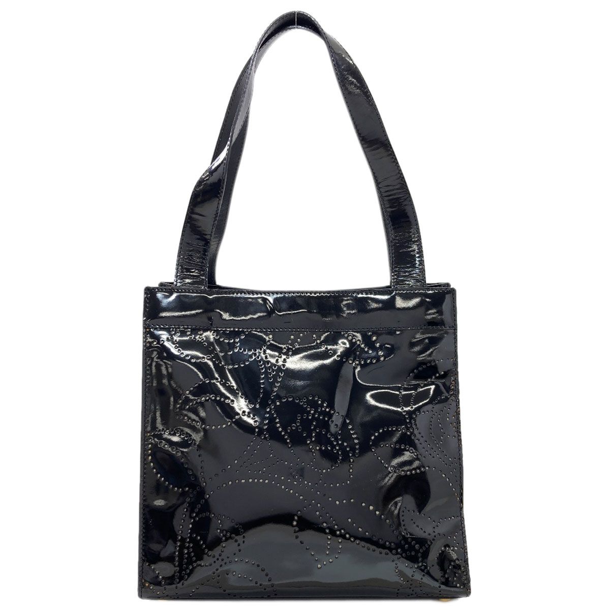 Chanel Camellia Perforated Gold Handbag Patent — view 2