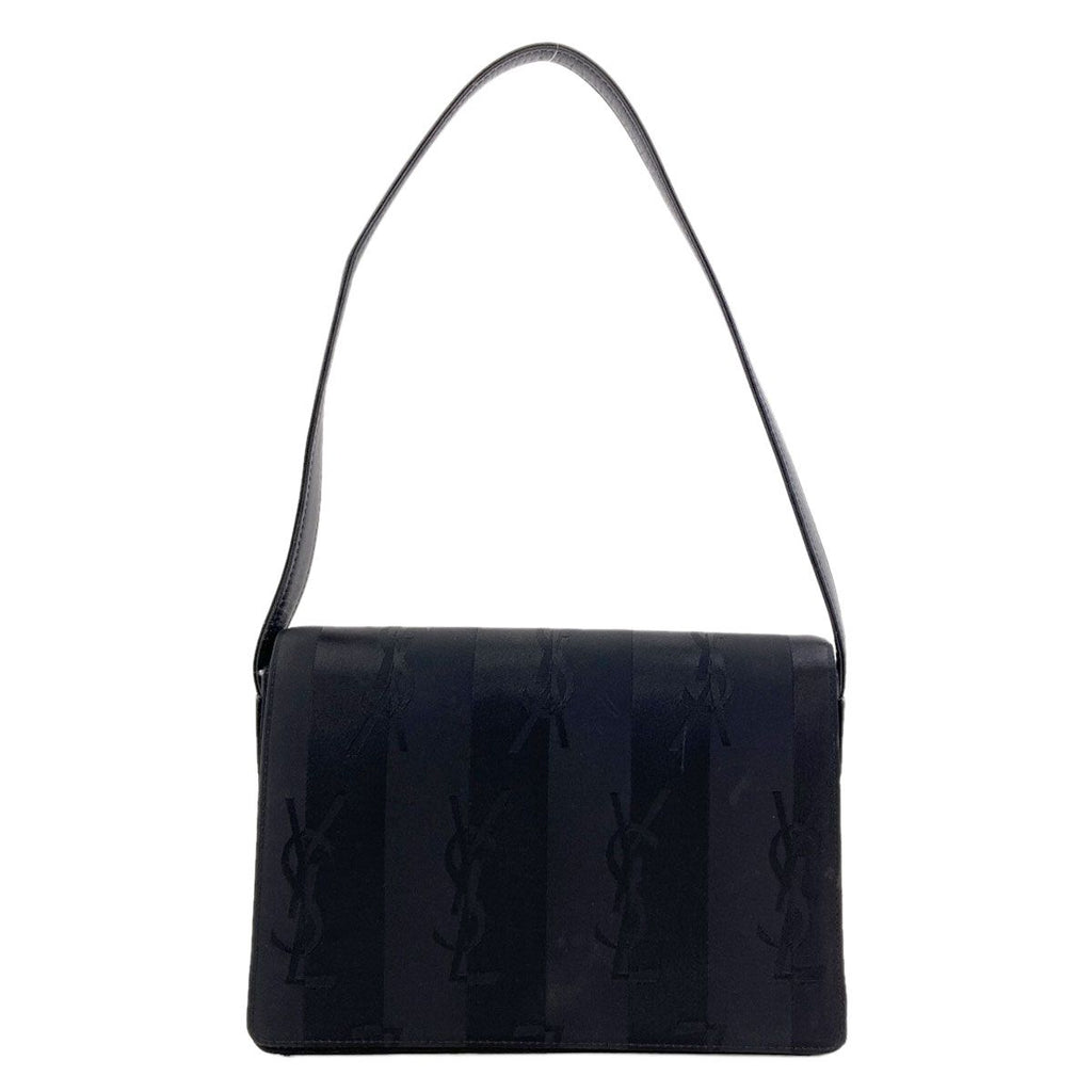 Saint Laurent Yves Logo Stripe Shoulder Bag Nylon Canvas
