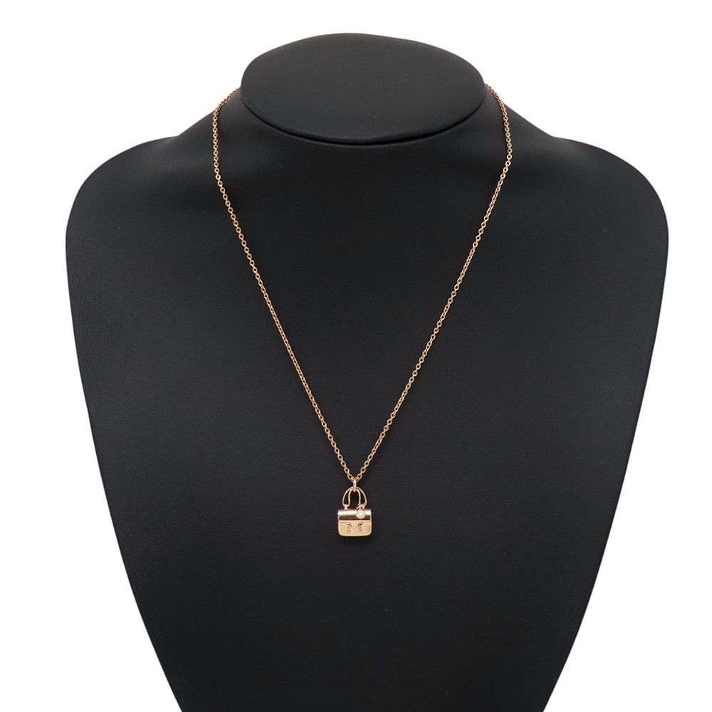 Hermes Necklace Amulette Constance Diamond 18k Pink Gold — view 4